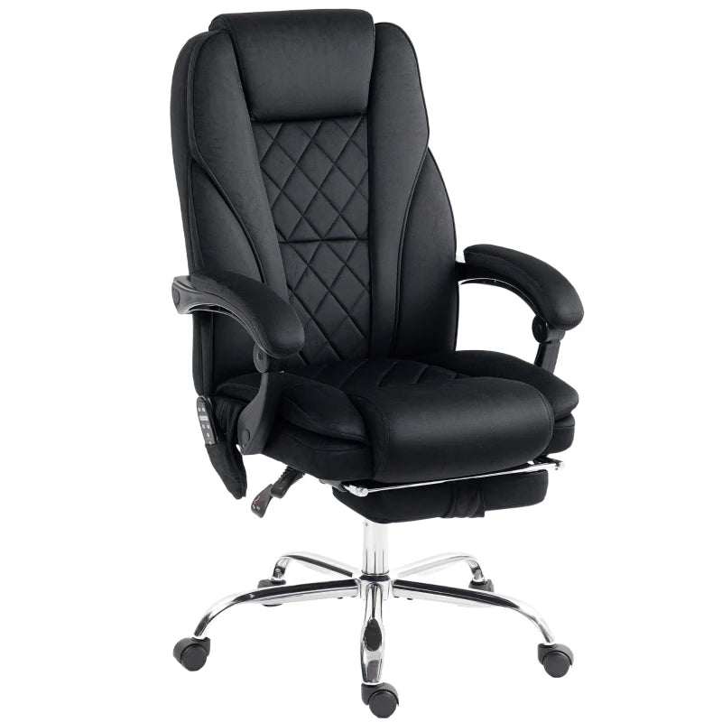 Reclining Heated Massage Desk Chair with Footrest – Black