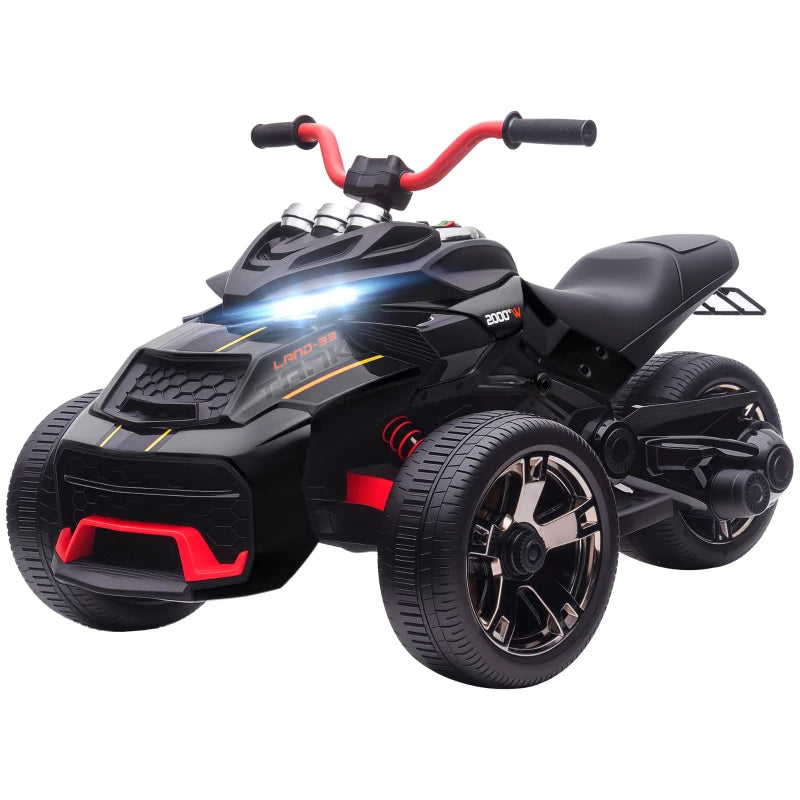 Black 12V Electric Ride-On Car for Kids with 3 Wheels, MP3 & LED Lights – Ages 3-8