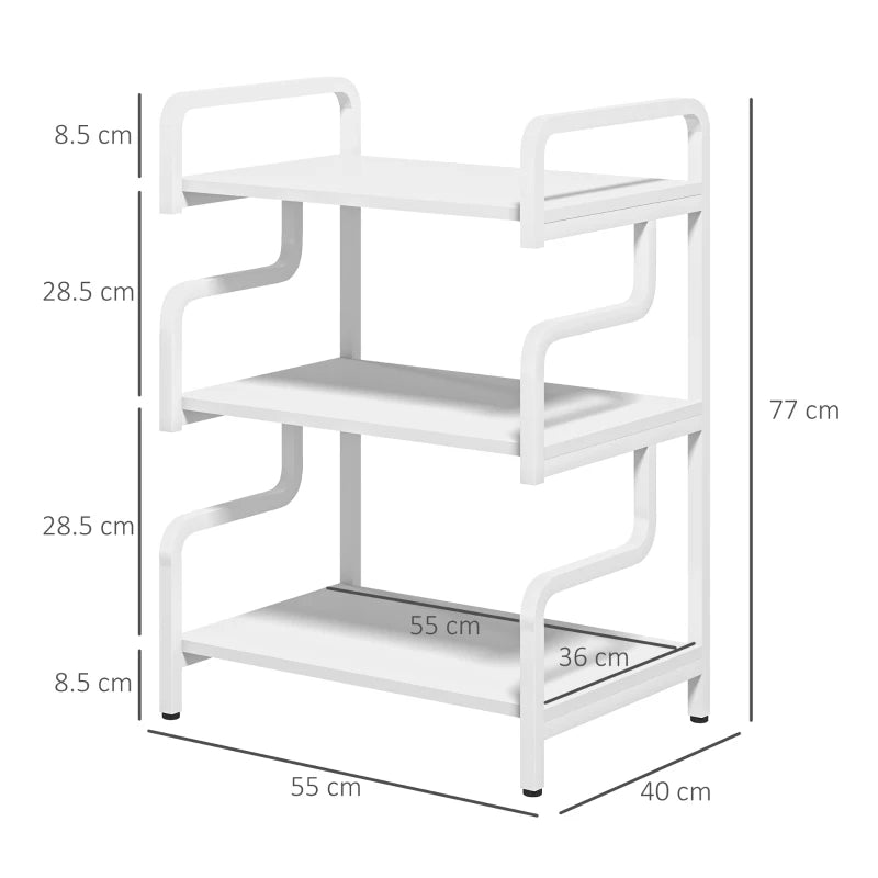 White Printer Shelf with Storage for Home Office