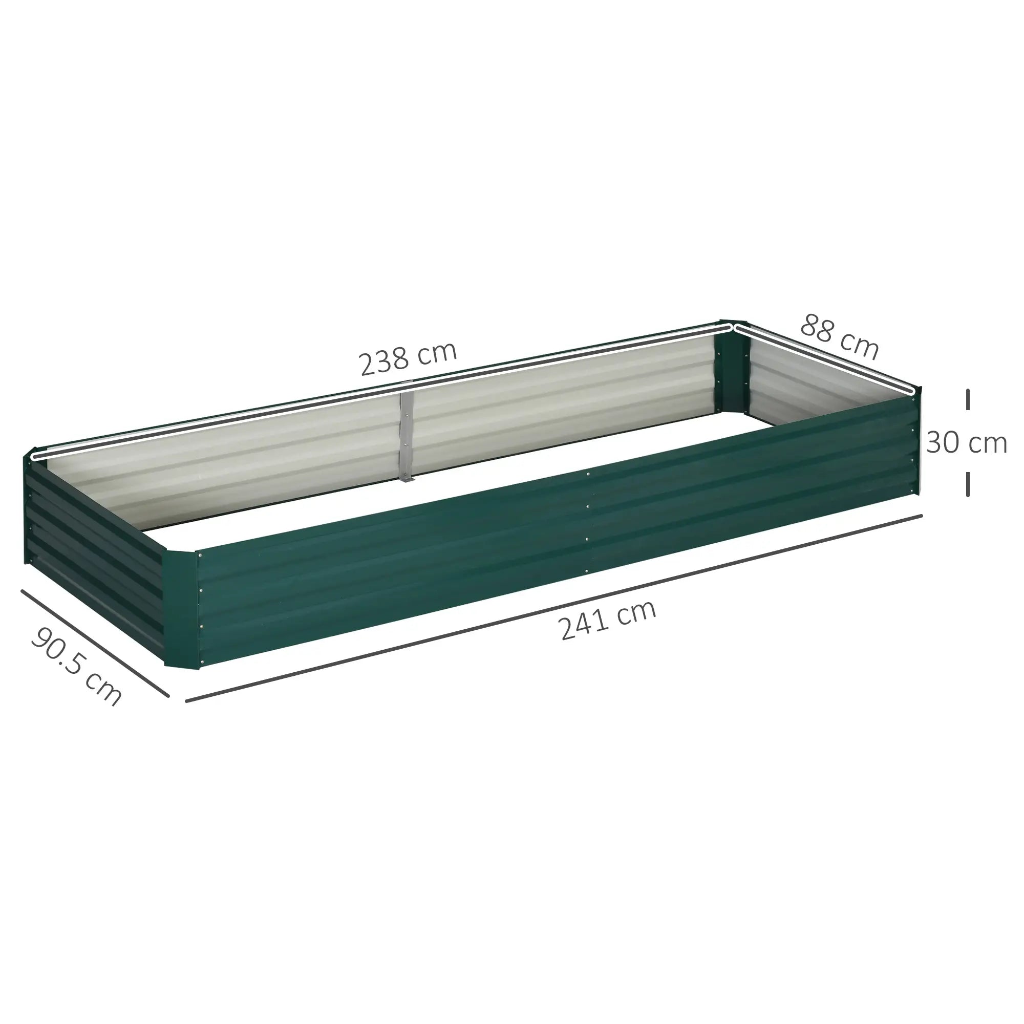 Metal Raised Garden Bed Planter Box 241x90.5x30cm Outdoor Planter for Flowers & Herbs