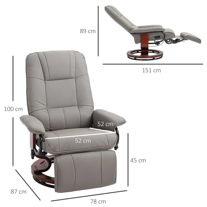 Grey Swivel Recliner with Footrest – Ergonomic & Comfortable