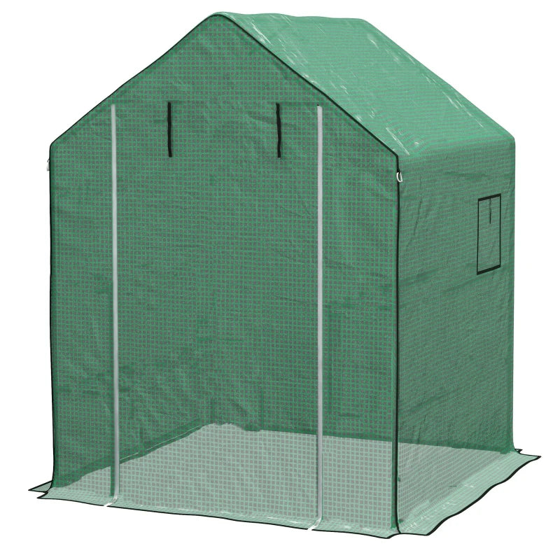 Greenhouse Replacement Cover with Roll-Up Door & Windows, Walk-In PE, 140x143x190 cm