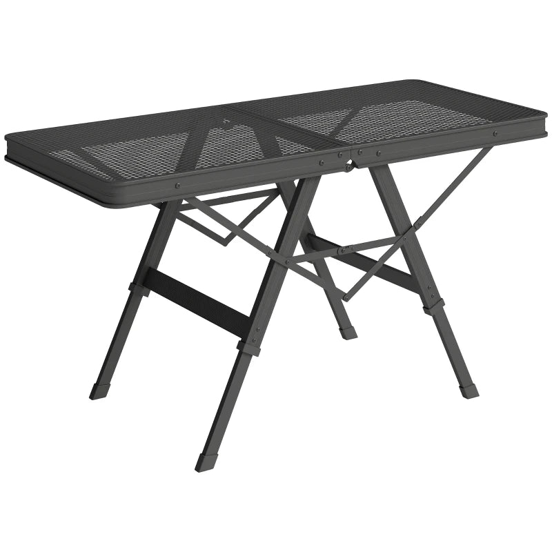 3 ft Folding Camping Table – Adjustable Height, Black