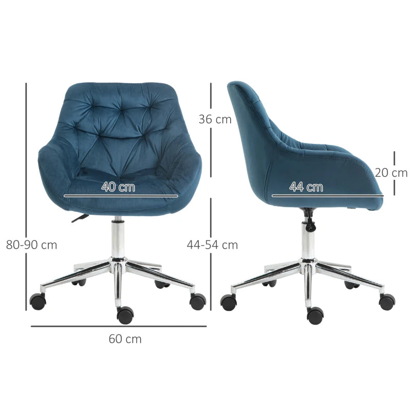 Blue Velvet Ergonomic Office Chair for Home Desk
