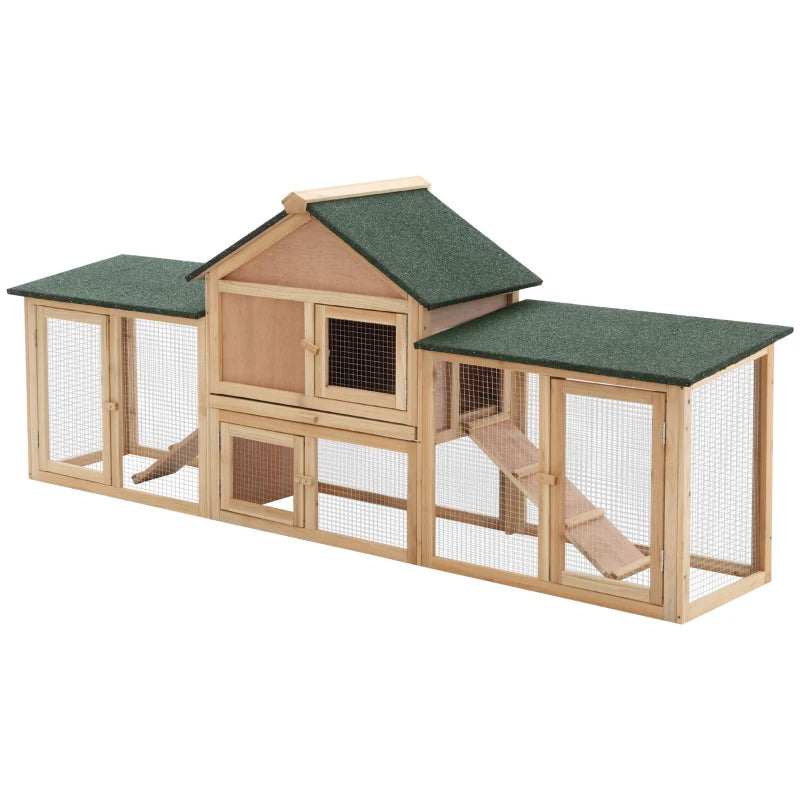 Large Wooden Rabbit Hutch with Run – 2-Storey Bunny House