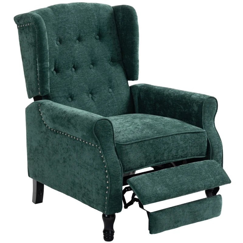 150° Reclining Armchair with Footrest – Vintage Style, Green