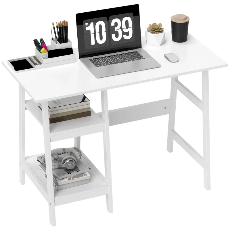 Home Office Desk – Compact Study Table with Storage, White