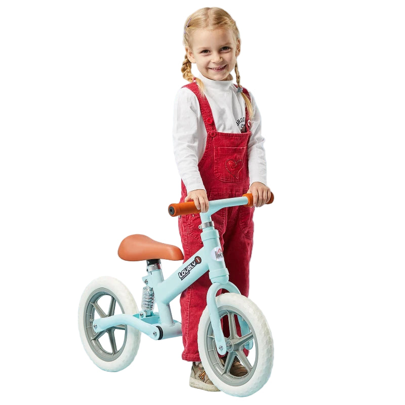 Kids 12" Balance Bike No Pedals with Shock Absorber for Toddlers 2-5 Years, Blue
