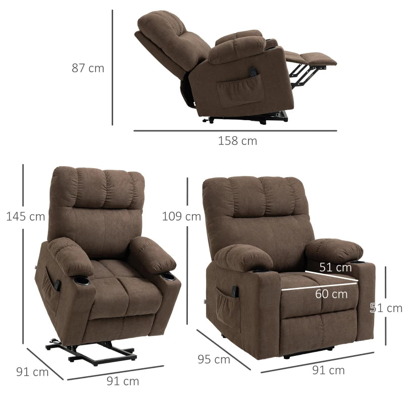 Riser & Recliner Chair for Elderly, Electric Lift, Remote, Dark Brown