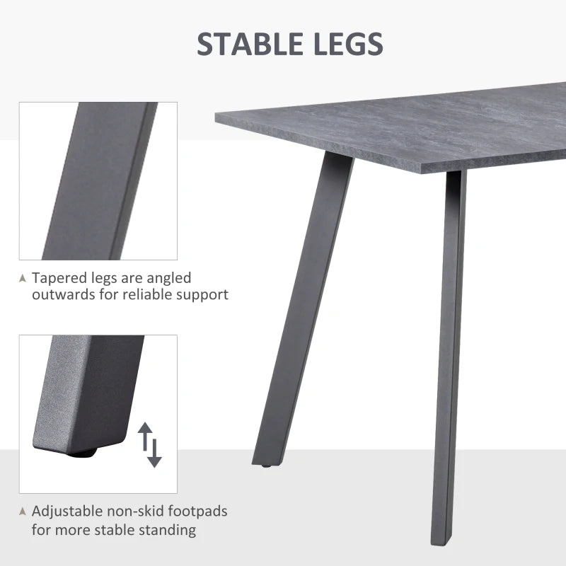 Modern Dining Table – Dark Grey Rectangular Top & Metal Legs