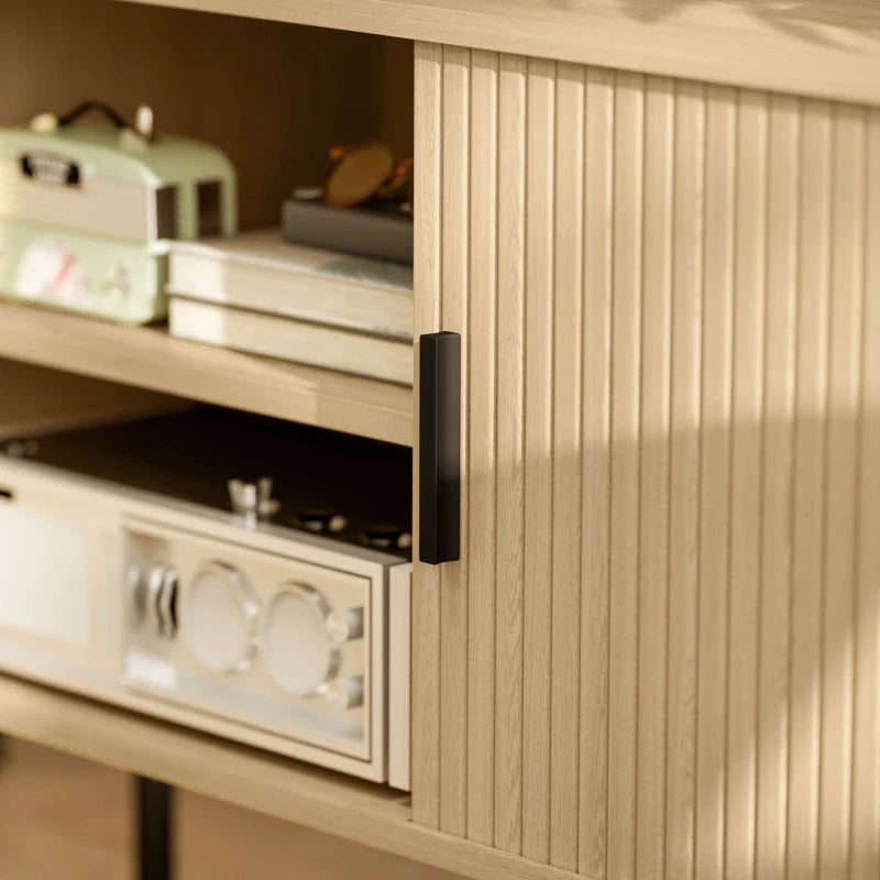 TV Cabinet for 55" TVs – Oak Tone Stand with Shelves and Cupboard Storage