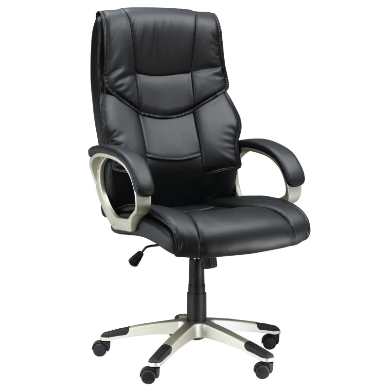 Black High Back Office Chair – Faux Leather, Adjustable Height