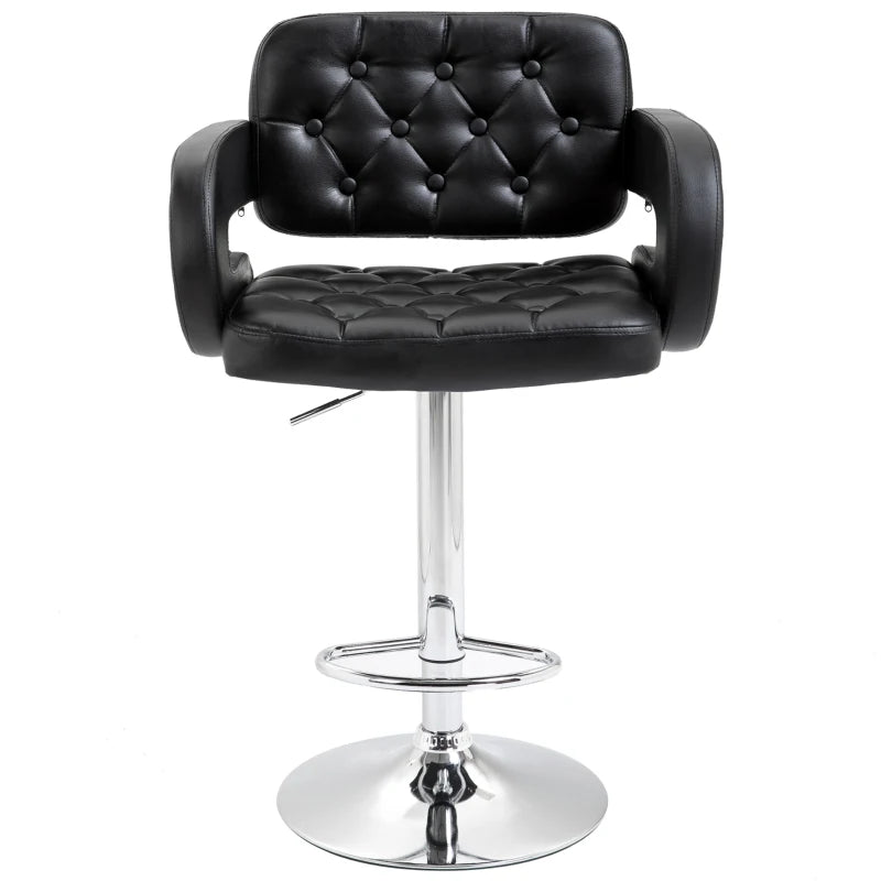 Swivel Bar Stool PU Leather, Adjustable Height, Armrest & Back