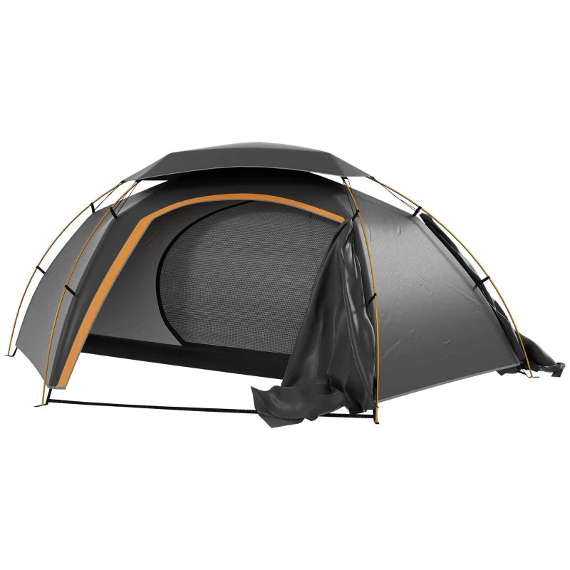 Grey Camping Dome Tent – Aluminium Frame, Waterproof for 2 People