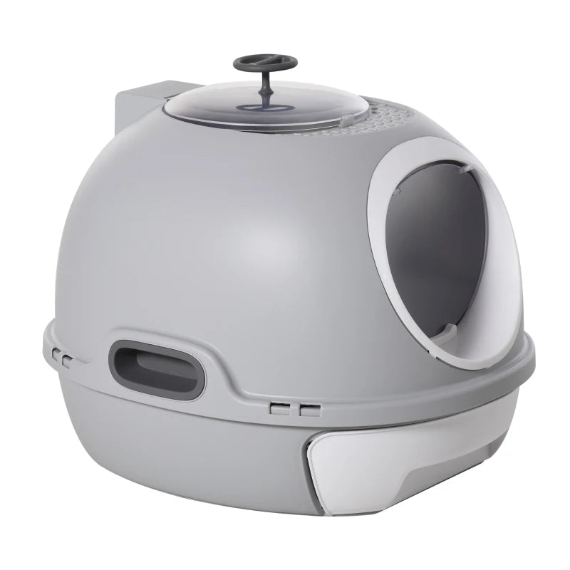 Cat Litter Toilet Box with Drawer – Grey, Top Exit & Scoop