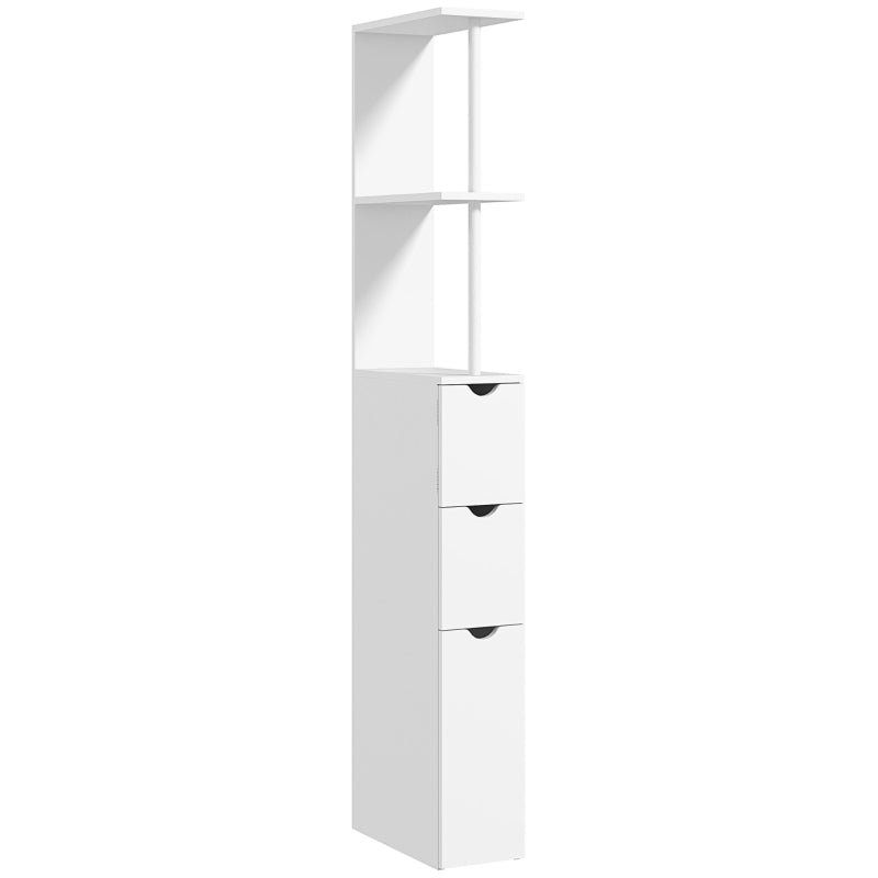 Slim Bathroom Storage Cabinet, Tall with Drawers & 2-Tier Shelf