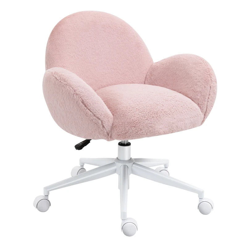 Pink Makeup Chair – Soft Fluffy Seat with Casters