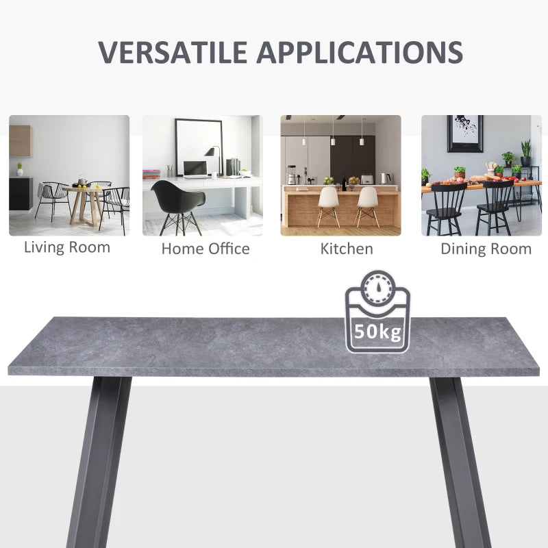 Modern Dining Table – Dark Grey Rectangular Top & Metal Legs