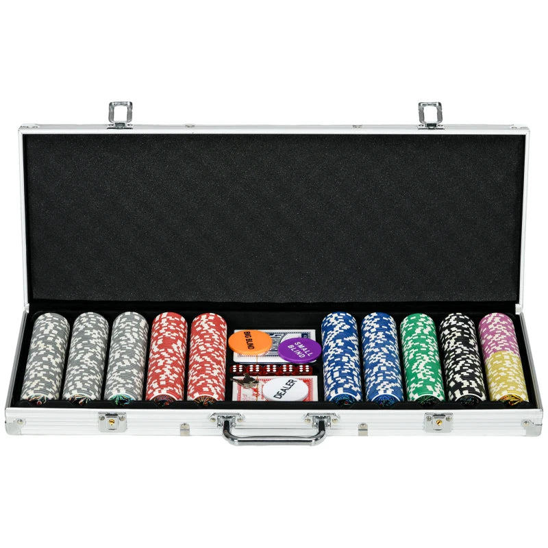 500-Piece Casino Poker Set – Chips, Cards, Mat & Dealer