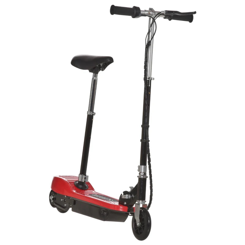 Kids Electric Ride-On Scooter with Brakes and Adjustable Seat & Handlebars – Red