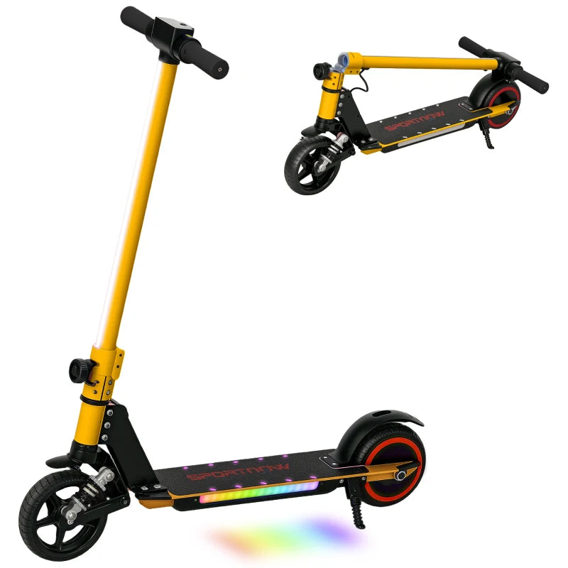 Gold Folding Electric Scooter for Kids with Dual Brakes, Front Suspension & LED Lights