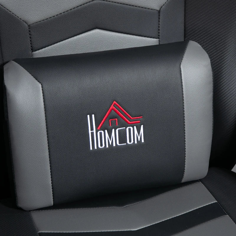 Ergonomic Massage Gaming Recliner with Cup Holders & Footrest, Grey