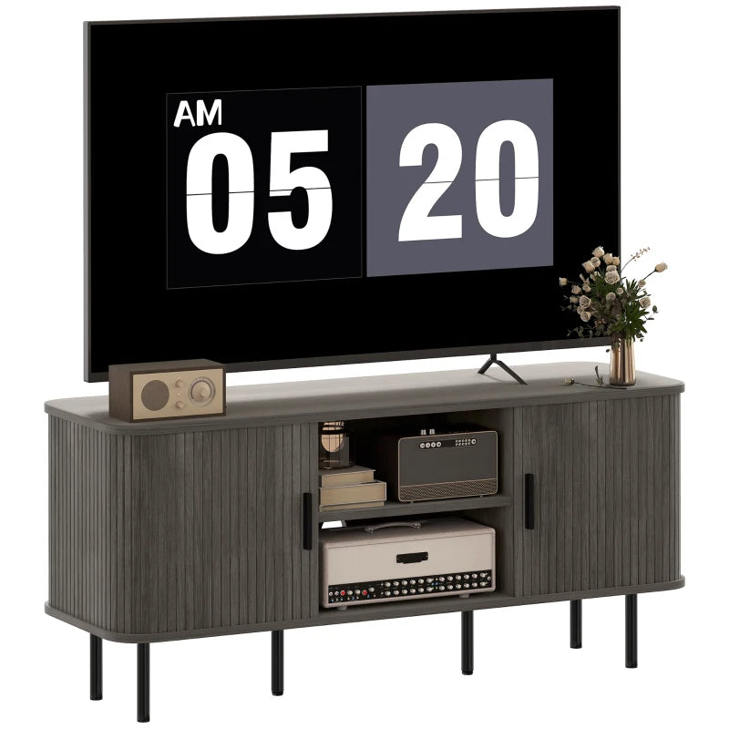 Grey TV Stand with Cupboard & Shelves – For TVs up to 55"