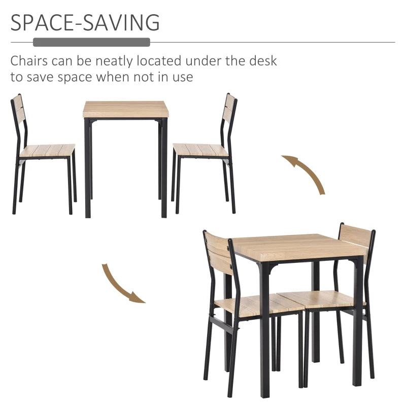 Three-Piece Dining Set – Compact & Minimal, Light Wood Grain