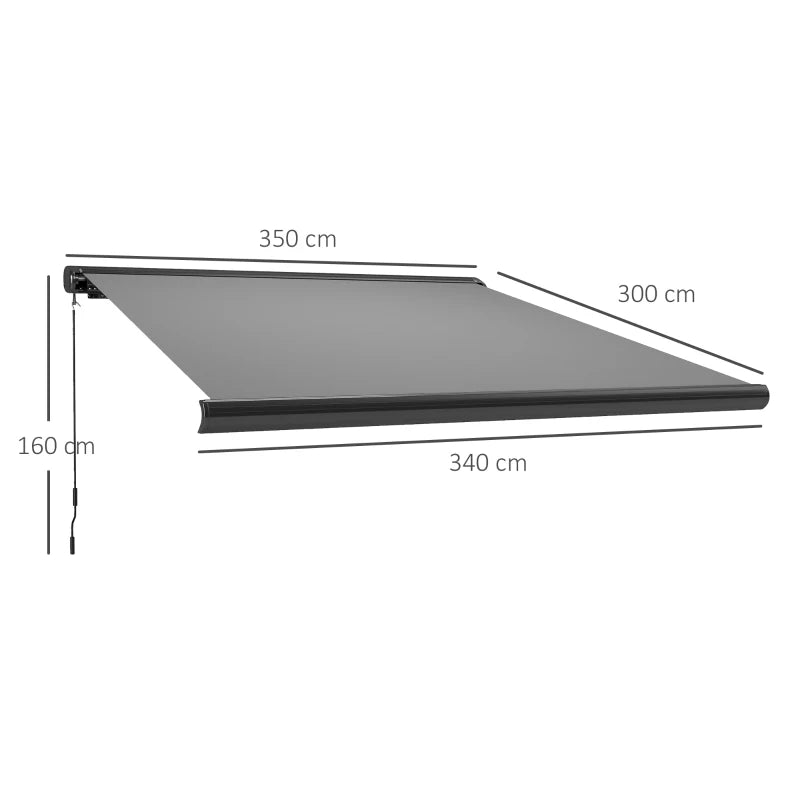 Remote Controlled Electric Awning – Durable Aluminum Frame and UV50+ Canopy, Light Grey 3.5x3m