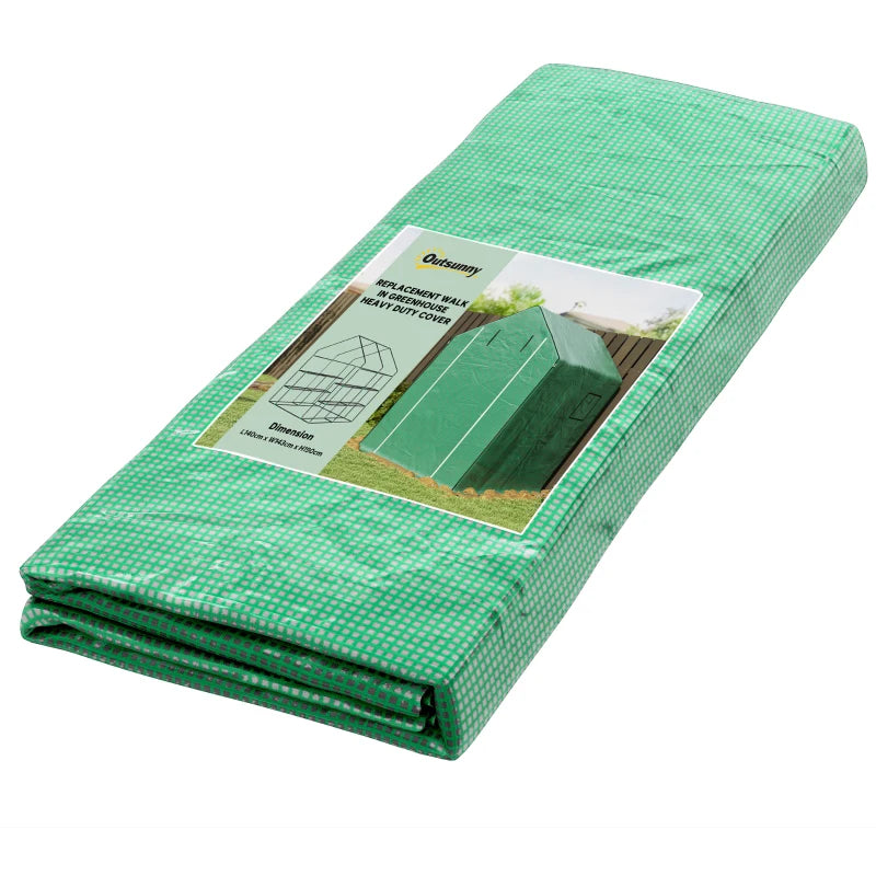 Greenhouse Replacement Cover with Roll-Up Door & Windows, Walk-In PE, 140x143x190 cm