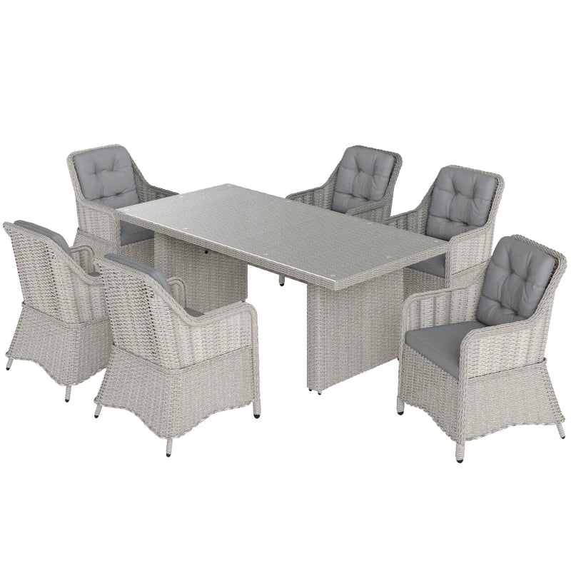 Mixed Grey 7-Piece Rattan Dining Set for Patio and Garden
