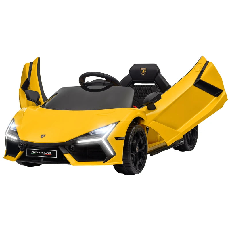 12V Licensed Lamborghini Revuelto Ride-On Car with Butterfly Doors, Remote, Yellow