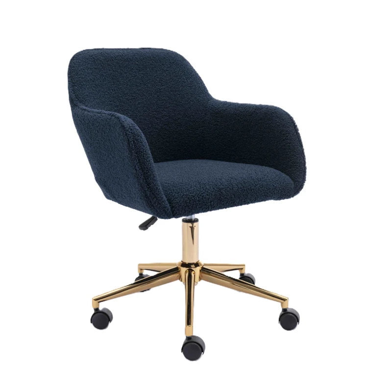 Executive Swivel Office Chair, Ergonomic, Adjustable Height, Gold Legs, Blue