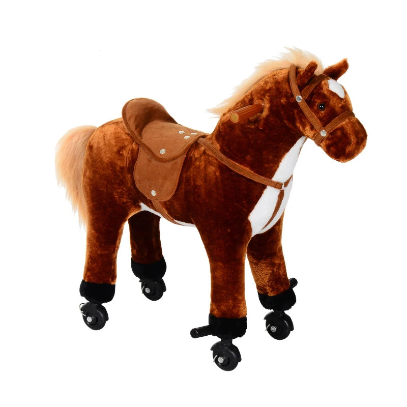 Walking Plush Horse Ride-On Toy with Realistic Sounds for Boys & Girls 2+ Years