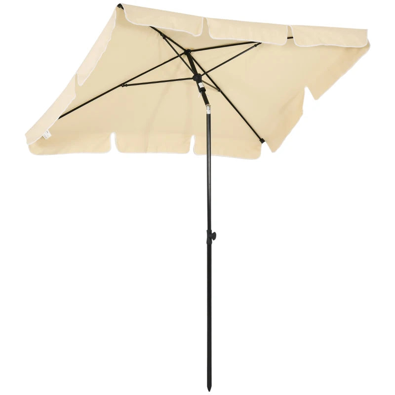 Garden parasol umbrella with ruffles, aluminium pole, tilting rectangular sun shade 2x1.3m