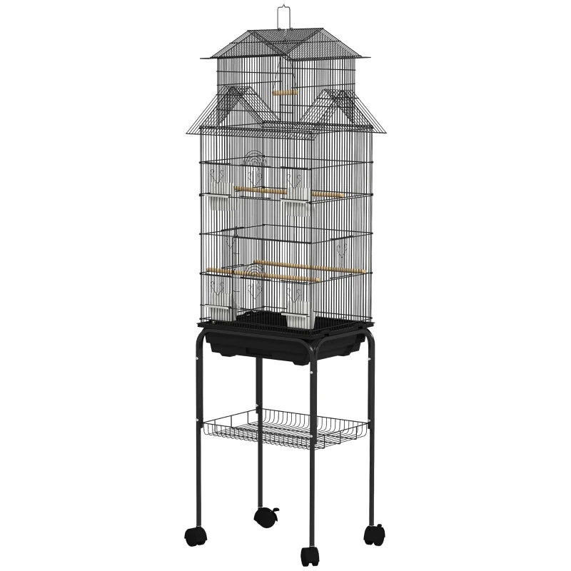 Large Metal Bird Cage with Swing & Tray for Small Birds