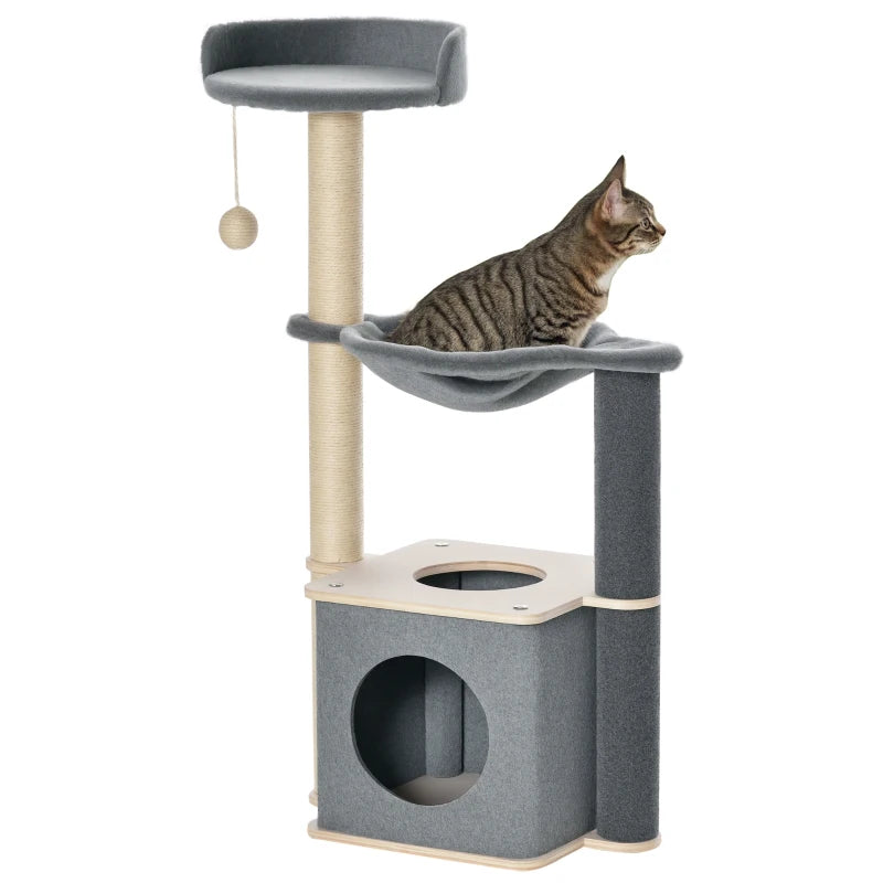 Cat Tree Tower for Indoor Cats – 95cm Activity Center, Grey