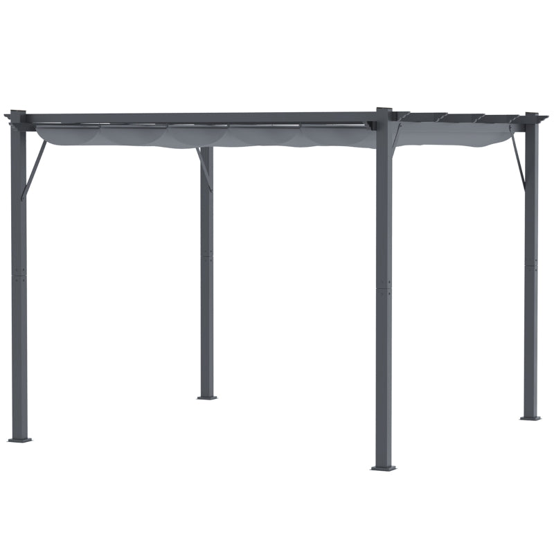 Stylish Grey Gazebo with Retractable Roof, Aluminum Frame for Outdoors, 3 x 3m