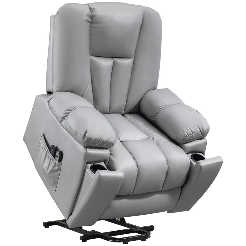 Massage Recliner Chair – 8 Points, Leathaire, Charcoal Grey