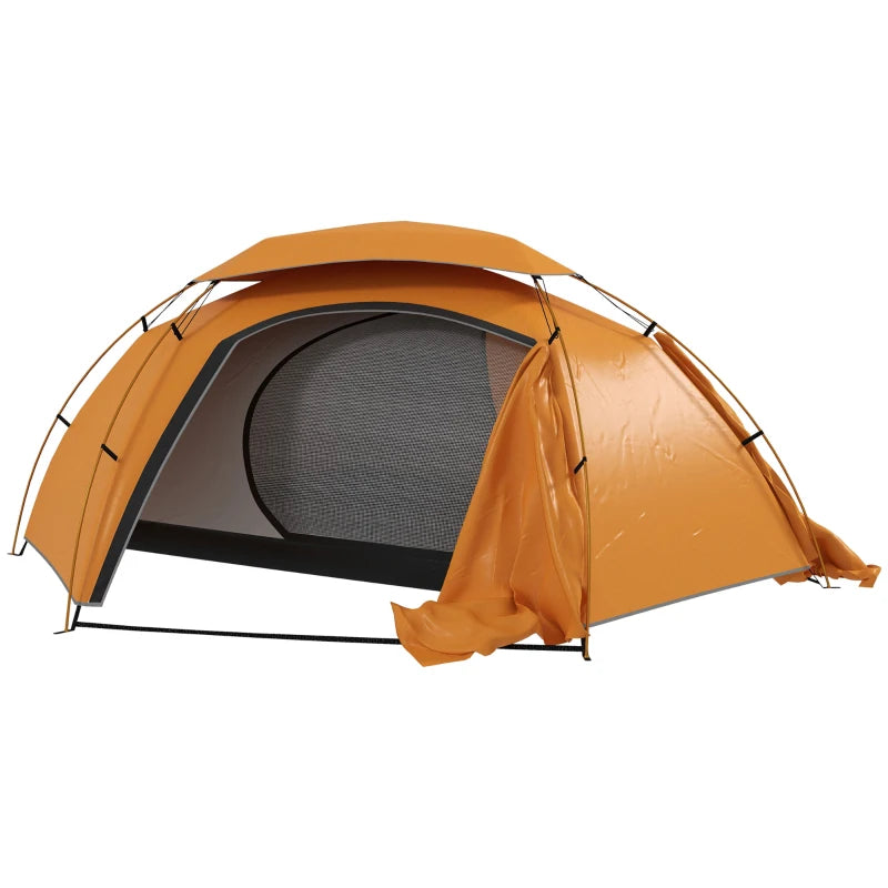 Waterproof Dome Tent – 2000mm, 1-2 Person, Aluminium Frame, Orange