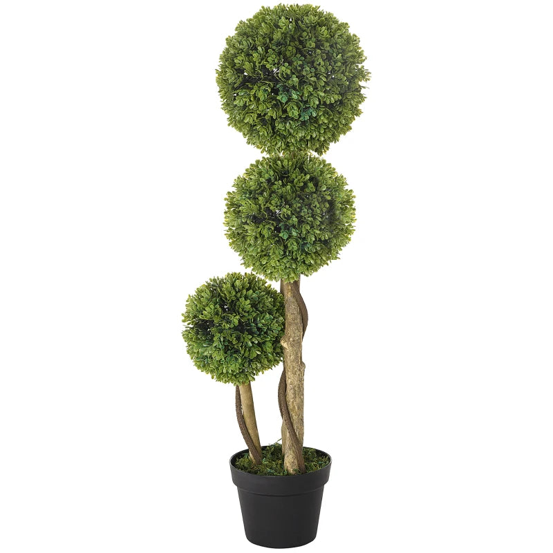 Decorative 90cm Fake Boxwood Topiary Trees in Pots – Set of 2 Plants