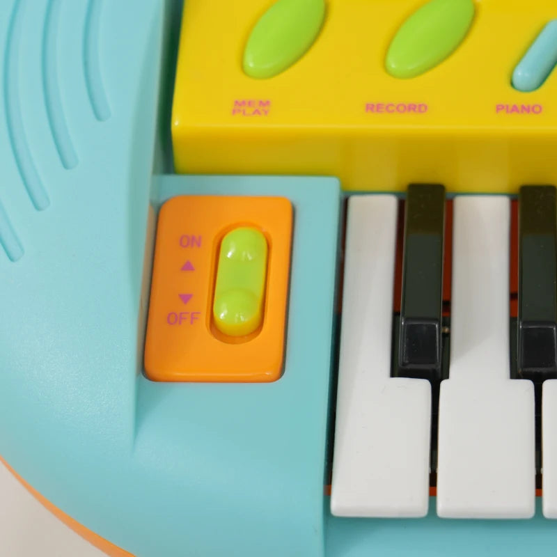 Mini Piano for Kids with LED Lights, Microphone & Stool – 37-Key Music Toy, Blue