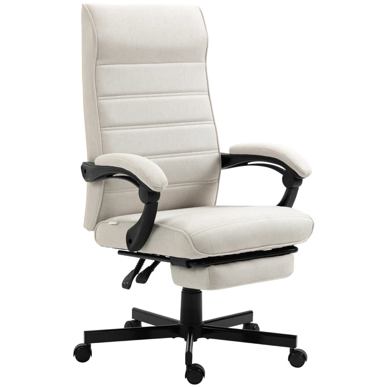 Home Office Desk Chair, Fabric Swivel with Height Adjustment – Cream White