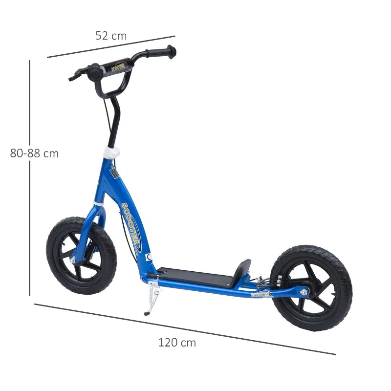 Big Wheel Kick Scooter for Kids 5-12 with Rear Brake & 12" EVA Tyres – Blue