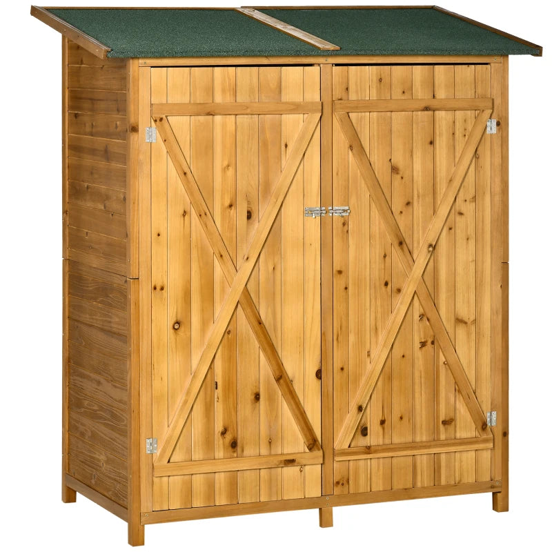 Natural Fir Wood Garden Shed with Asphalt Roof – Sturdy Outdoor Storage, 139 x 75 cm