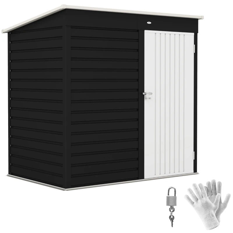 Metal Garden Storage Shed with Lockable Door, Ideal for Tools & Equipment, Dark Grey, 6x4ft
