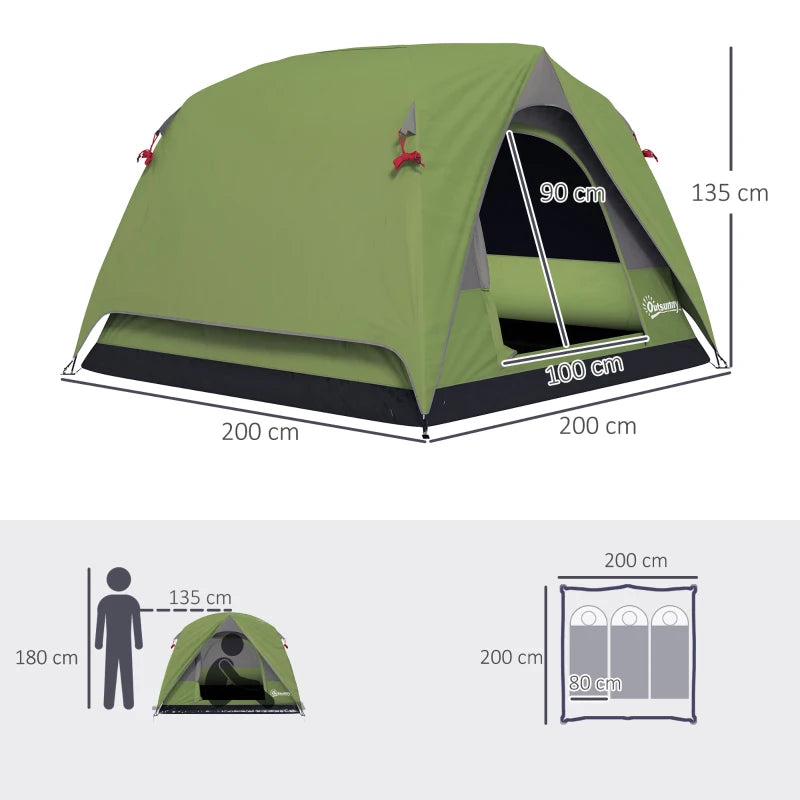 3-4 Person Camping Tent – Lightweight, Waterproof, Olive Green