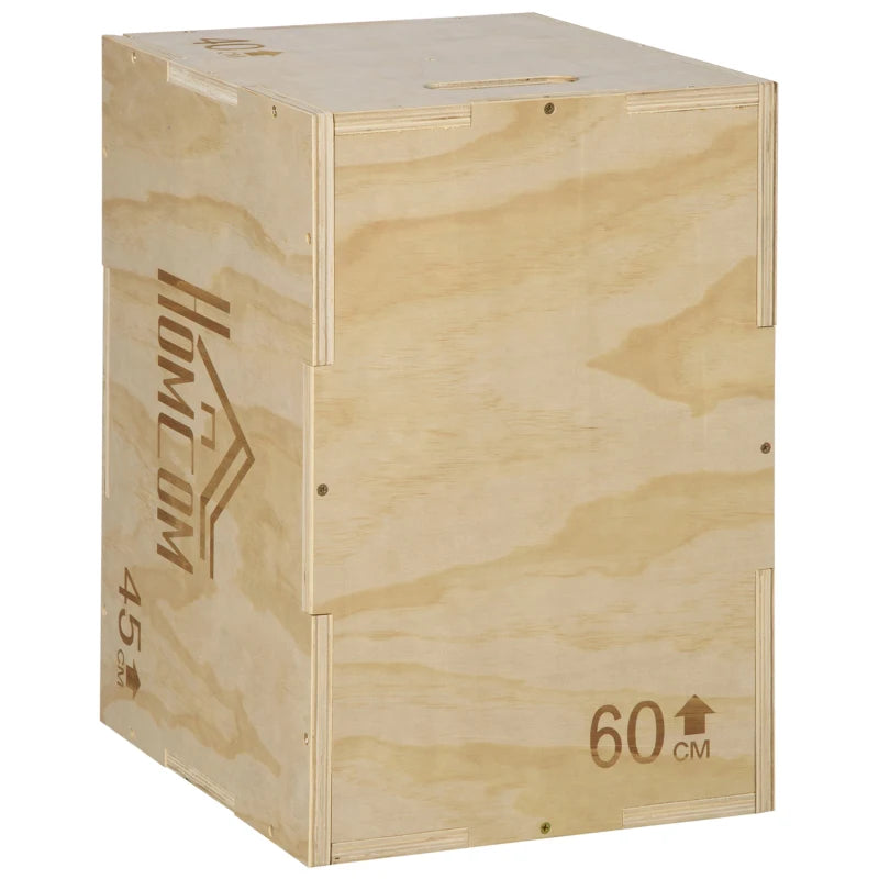 3-in-1 Wooden Plyo Box – Plyometric Jump Box with Handles