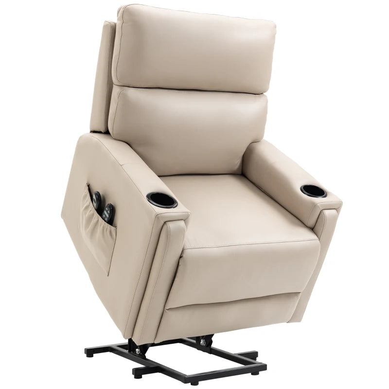 Electric Recliner & Riser Chair, w/ Massage & Heat, Beige Finish