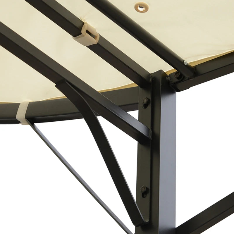 Metal Patio Gazebo with Extended Shelter & Awning – Cream White Sunshade, 3 x 2.5m